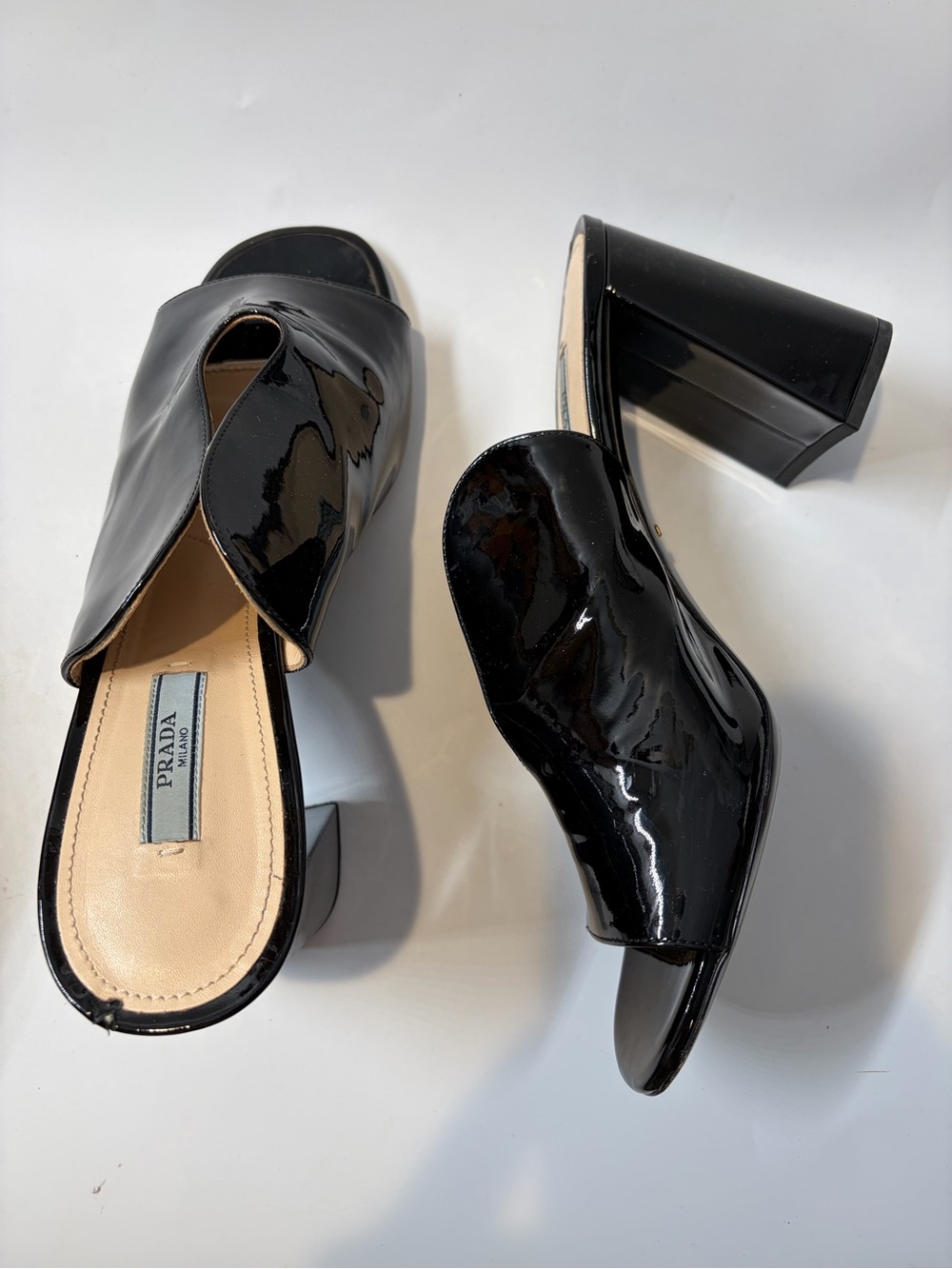 PRADA Black Patent Leather Chunky Pumps Women’s Heels GNO date Night Prom Size 8